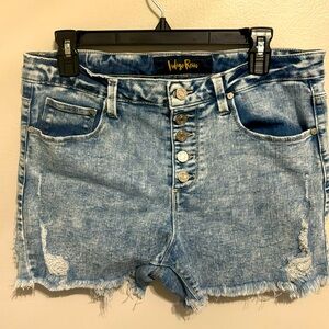 Indigo Rein Distressed Shorts size 13/30 three inch inseam